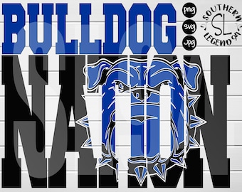 Bulldogs Nation with mascot Royal Blue svg png jpeg  Digital Cutting Design Instant Download Vector File Graphic