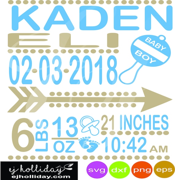Download Baby Boy Rattle Birth Announcement Svg Dxf Eps Png Digital Etsy