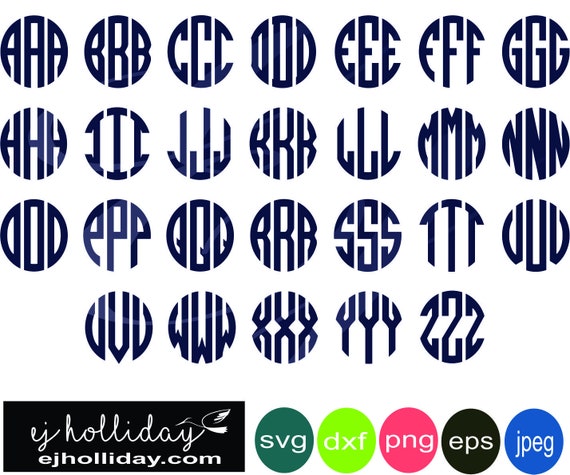 Circle Monogram A to Z all letters 19 svg eps dxf png Digital | Etsy