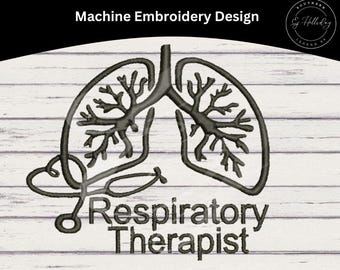 Respiratory Therapist Machine Embroidery Digital Split Designexp dst xxx jef sew pcs vp3 hus Pes Pec  4X4 5X7 and 8X8 Hoops