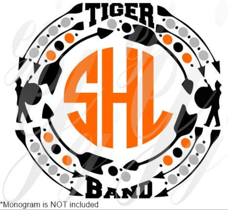 Tiger Band Monogram Frame SVG EPS DXF Gif Pdf Jpg Png Digital Cutting Design Vector Image Graphic Design Sports Arrows polka dots school image 1