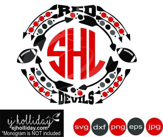 Red Devils Monogram Football 19 Svg Eps Png Dxf Jpg Digital Etsy