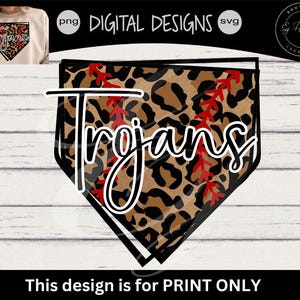Trojans Baseball Favorite School Team Mascot| Baseball Plate svg |  baseball png| Digital File | Cheetah| Leopard