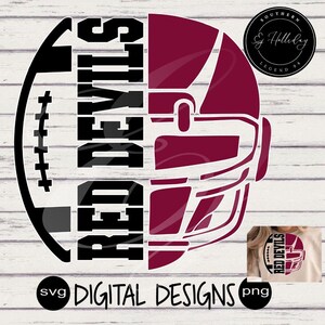 Red Devils svg Favorite School Team Mascot png Digital Football Designs Football Helmet svg Royal Blue