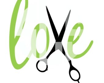 Love with hair cutting scissors svg dxf jpg pdf Vector File Graphic Design Hair Design JPEG