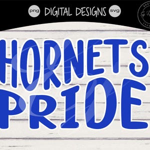 Hornets Pride Svg Favorite School Team Mascot Highschool Sports png Digital Cutting Printing Design Retro Bubble Vintage blue
