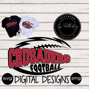 Crusaders Football Team Mascot Layered Knockout svg digital design high school |spirit tshirt png design|  mom gift