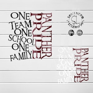 Panther Pride, One Town, One School, One Family, svg, eps, png, jpeg, jpg, Digital Cutting Design, Panthers, Team Mascot, Panther Mascot
