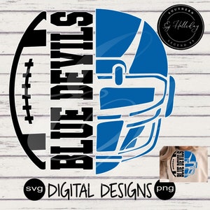 Blue Devils svg Favorite School Team Mascot png Digital Football Designs Football Helmet svg Navy Blue