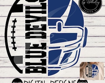 Blue Devils svg Favorite School Team Mascot png Digital Football Designs Football Helmet  Royal Blue