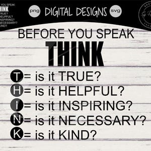 Before you speak think Svg Png, true Svg, helpful Svg, inspiring Svg,necessary Svg, is it kind Svg, Commercial Use