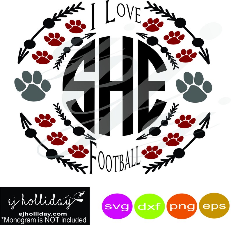 Download I love football Monogram Frame svg dxf eps png Digital Cutting | Etsy