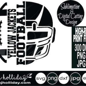 Yellow Jackets Football Helmet 19 svg dxf eps png jpeg jpg Digital Cutting Design Instant Download