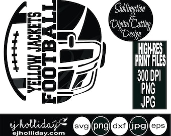 Yellow Jackets Football Helmet 19 svg dxf eps png jpeg jpg Digital Cutting Design Instant Download