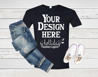 Tshirt Mockup Shirt Mock ups TShirt  Mockup Shirt Mock ups T shirt Mock up Black Gildan Softstyle T-Shirt - 64000