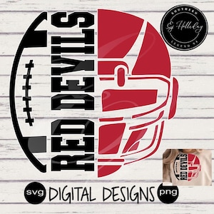Red Devils svg Favorite School Team Mascot png Digital Football Designs Football Helmet svg png pdf