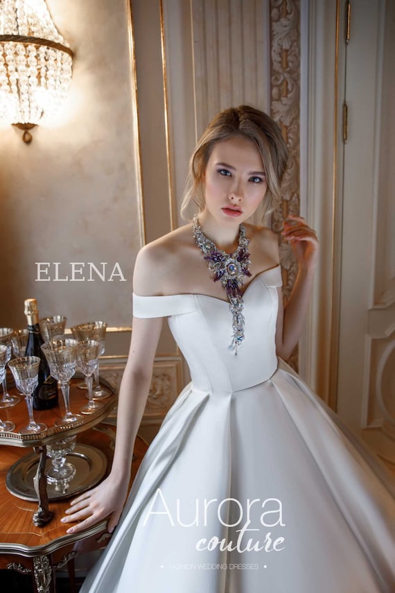 A Line Wedding Dress Elena Wedding Dress Traditional Etsy