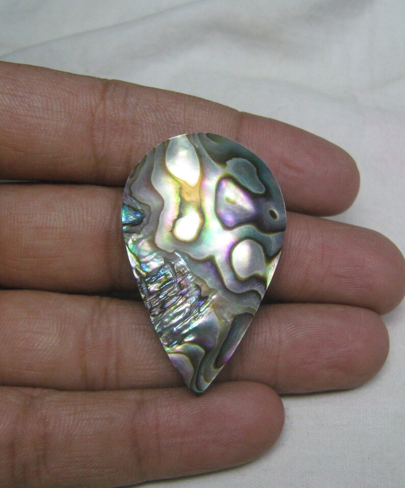 Rare Abalone Shell Pear shape loose semi precious gemstone cabochon size 28 x 44 mm approx code 9626 Wholesale Gemstone