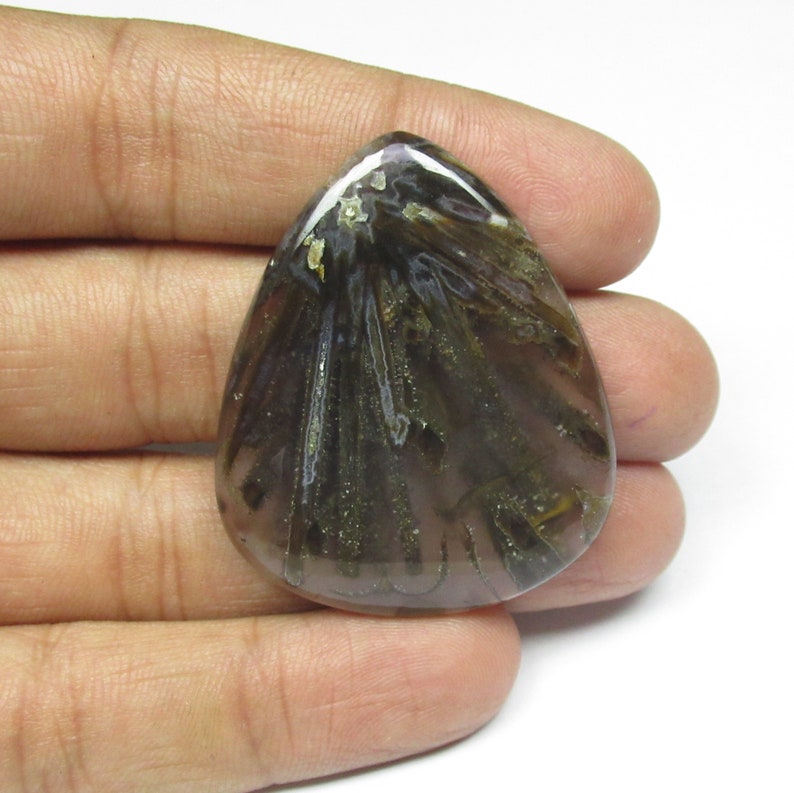 Turkish Stick Agate Cabochon Natural Turkish Tube Agate Gemstone Cabochon Size 37 x 44 x 5 mm Loose Turkish Agate Pear Gemstone ET 8315
