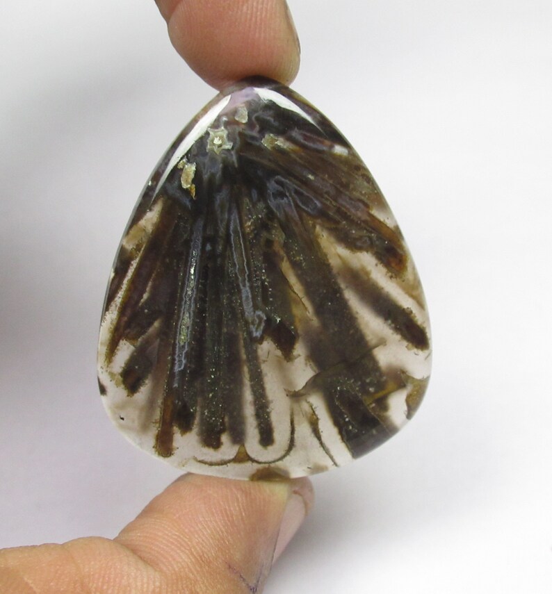 Turkish Stick Agate Cabochon Natural Turkish Tube Agate Gemstone Cabochon Size 37 x 44 x 5 mm Loose Turkish Agate Pear Gemstone ET 8315