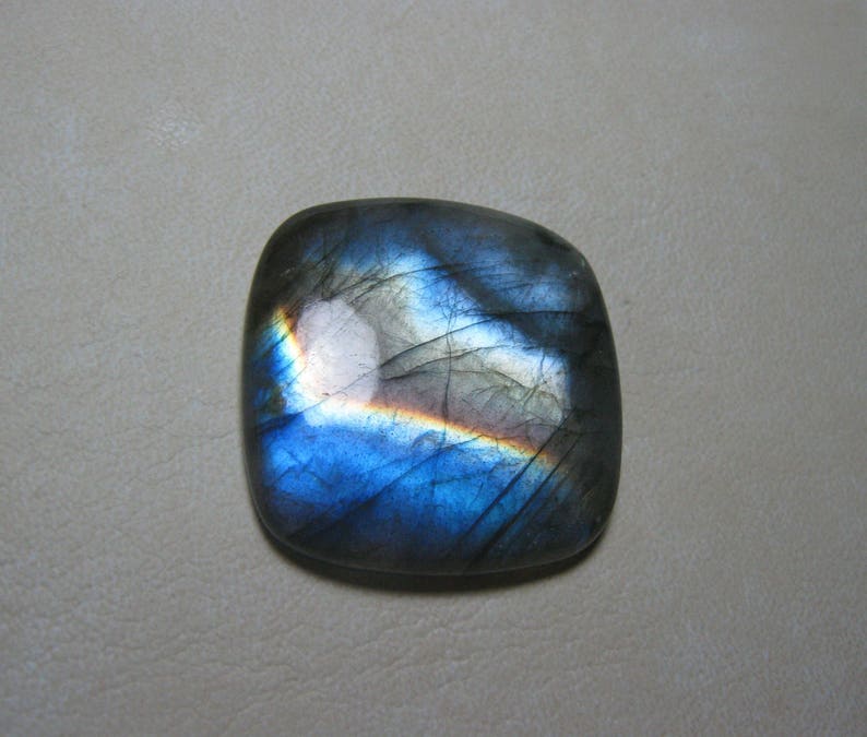 Rare Natural Labradorite Cabochon Baguette shape loose semi precious gemstone cabochon size 36 x 37 mm approx code 9693 Labradorite