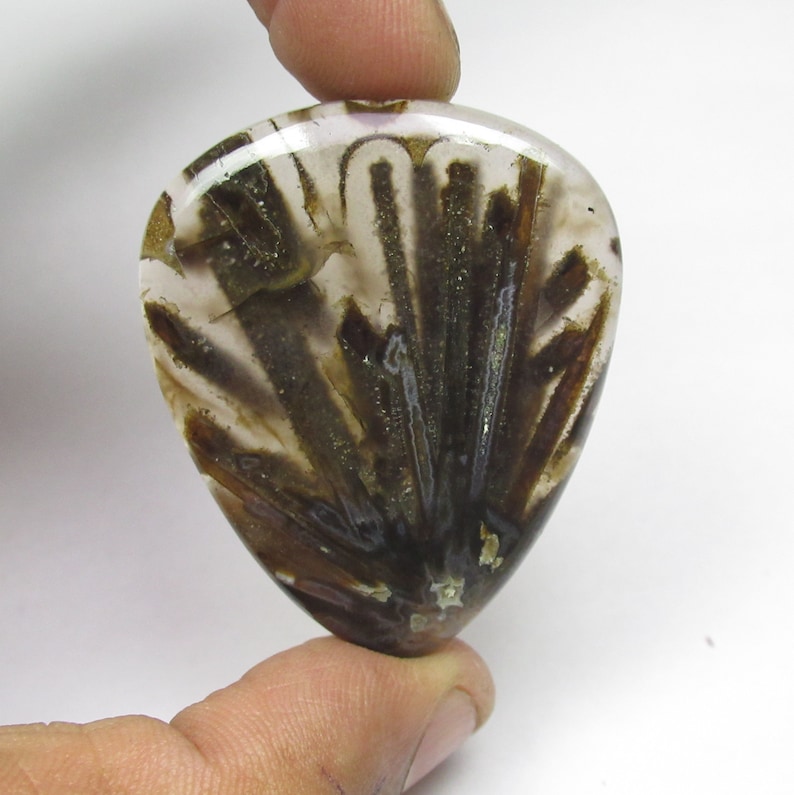 Turkish Stick Agate Cabochon Natural Turkish Tube Agate Gemstone Cabochon Size 37 x 44 x 5 mm Loose Turkish Agate Pear Gemstone ET 8315