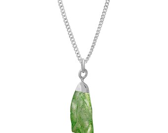 Green Quartz Crystal Pendant,  Silver Green Quartz Crystal Pendant, Quartz Crystal Nugget, Natural Quartz Crystal Pendant, Gift For Her