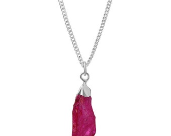 Pink Quartz Crystal Pendant, Silver Pink Quartz Crystal Pendant, Gift For Mom, Quartz Crystal Nugget, Gift For Her, Natural Quartz Crystal