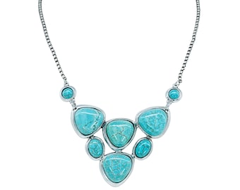 turquoise jewelry, turquoise necklace, silver jewelry, gift for her, gift for mom, blue turquoise necklace,  statement necklace .