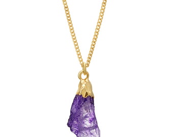 Purple Quartz Crystal Pendant,Gold Purple Quartz Crystal Pendant,Quartz Crystal Nugget, Gift For Mom, Natural Quartz Crystal, Gift For Her,
