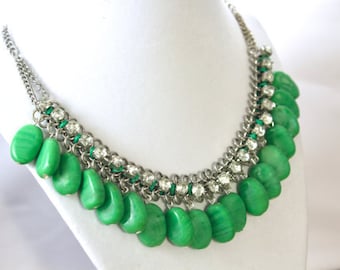 Gift For Mom, Beaded Necklace, Crystal Beaded Necklace, Beaded jewelry, Green Beaded  Necklace, Statement Necklace,Gift for Her,Holiday Gift