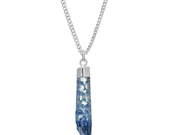 Silver Blue Quartz Crystal Pendant, Natural Quartz Blue Crystal Pendant,  Gift For Mom, Natural Quartz Crystal, Gift For Her, Holiday Gift