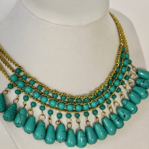 Bead Necklace, Turquoise Bead Necklace, Gift For Mom, Statement Necklace, Bib Necklace, Turquoise Bead Jewelry, Gift For Her, Holiday Gift