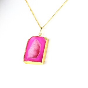 Druzy Necklace Druzy Jewelry Druzy Pendant Gold Druzy Necklace Pink Druzy Pink Druzy Necklace Gemstone Necklace Gold Pendent Gift For Her