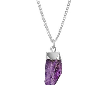 Silver Purple Quartz Crystal Pendant,Natural Quartz Crystal Pendant,Purple Quartz Crystal Pendant,Natural Quartz Crystal Nugget,Gift For Her