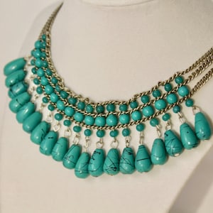 turquoise bead  necklace,  turquoise necklace,  gift for mom,  turquoise statement necklace,  turquoise howlite necklace,  gift for her