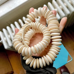 Vintage African Trade Bone Beads Graduated Naif Hand Carved Natural Smooth Discs Big Focal Beads Necklace Strand 100 Bead 25MM-12MM