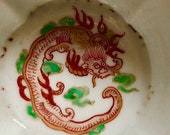 Antique Japanese Large Hand Painted Dragon Polychrome Paneled Imari Cup Porcelain Pottery Tagged Lovely Saki Tea Rice Gilded Large 2