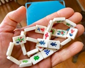 Mahjong Mah Jong Bone Tile Beads Mini Bone Retro 24 pcs. Boho Vintage Asian Bone Beads Yoga Jewelry 5 8 quot x 1 2 quot 16mm x 12.7mm Supplies Craft