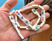 Mahjong Maj Mah Jong Bone Tile Beads Smallest Mini Bone Retro 26 pcs Boho Vintage Asian Bone Beads Yoga Jewelry Fun 5 8 quot x 3 8 quot 16mm x 9.5mm
