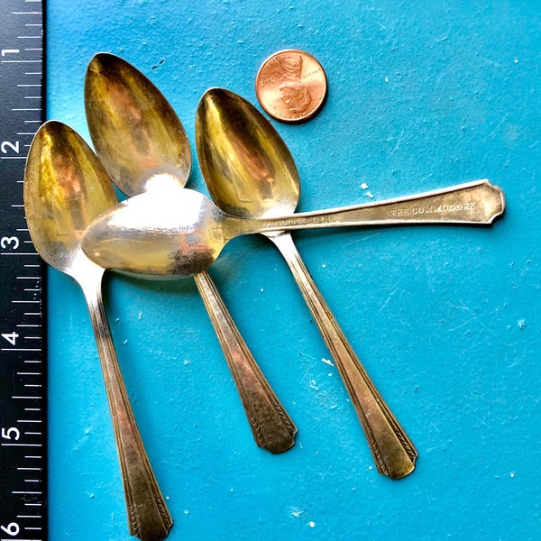 SALE! 4 Vintage Demi Tasse Silverplated Spoons The Commodore Commodore Hotel NYC Art Deco