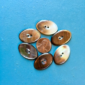 10 Antique Vintage Mother of Pearl MOP Buttons Natural Black Varieties Big Ovals Fish Eye Center 1.125"x 5/8" Notions Sewing Millinery Coats