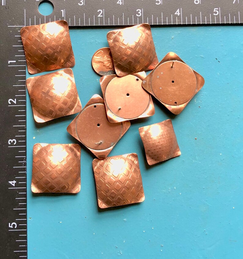 SALE Crafters' Delight 9 Vintage Copper Textured Earring Components As Is Steam Punk Mixed Media Arthritis Heal Jewelry Supply image 5