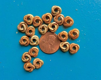 Vintage Raw Brass Love Knots 9.5mm Shabby Chic 20 Pcs. Rope Twist Connectors Fancy Jump Rings Charms Mixed Media Altered Art Jewelry Supply