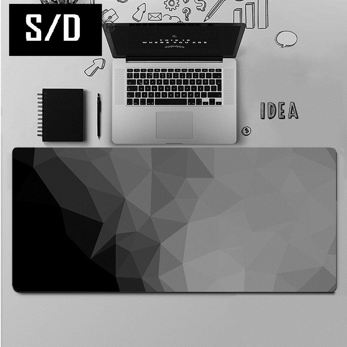 Abstract Art Mouse Pad / Monochrome Gaming Mouse Pad / Cute Etsy