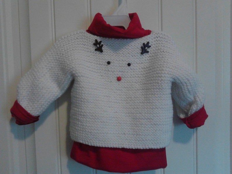 baby christmas sweater with red nose reindeer