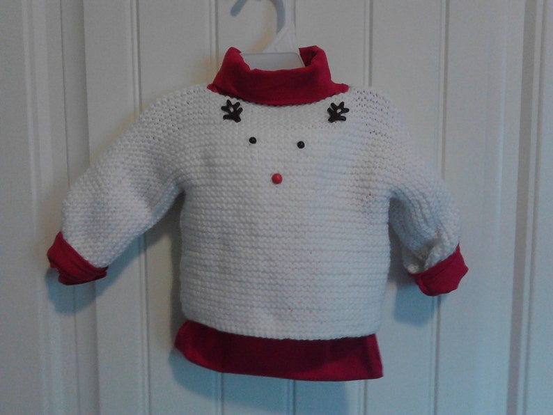baby christmas sweater with red nose reindeer