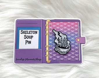 Gothic Skeleton Soup Enamel Pin - Horror Goth Fashion