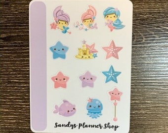 Mermaid Micro Happy Planner Pastel Sticker Sheet Planner Accessories