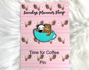 Sloth Panda Enamel Kawaii Pin, Coffee Pin, Panda Pin, Sloth Pin, Lapel Pin, Backpack,